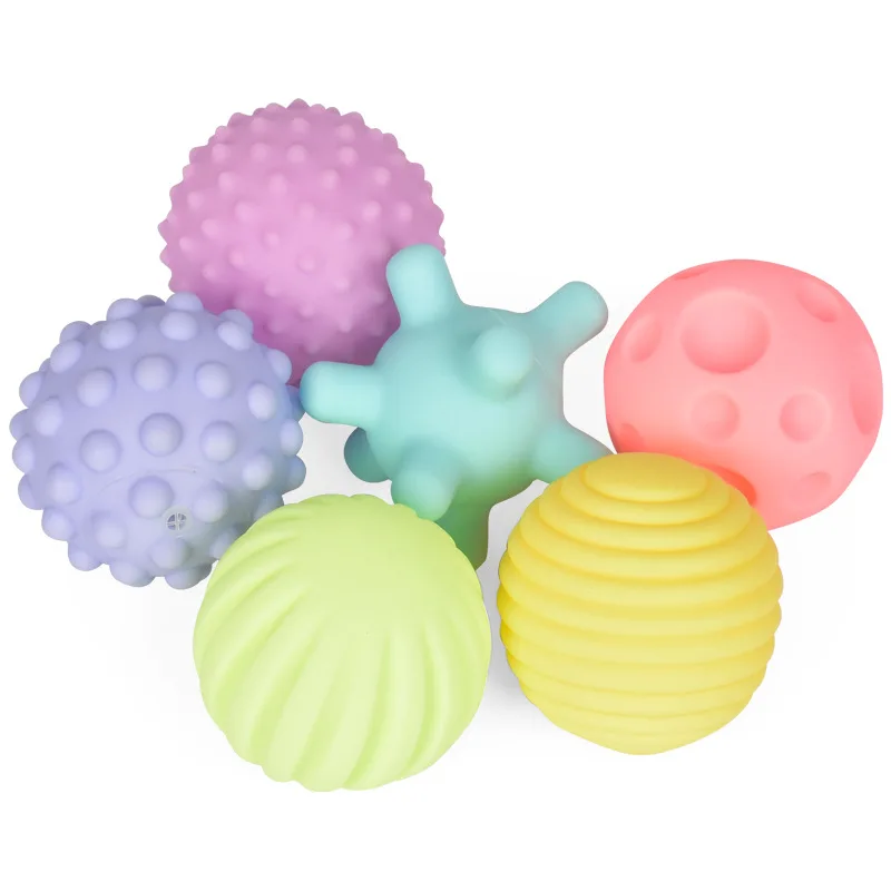 Montessori Toys Baby 0 12 24 36 Months Children's Ball Grip Ball Hair Ring Soft Rubber Playing Toys Rubber Ball Pinch Ring 5