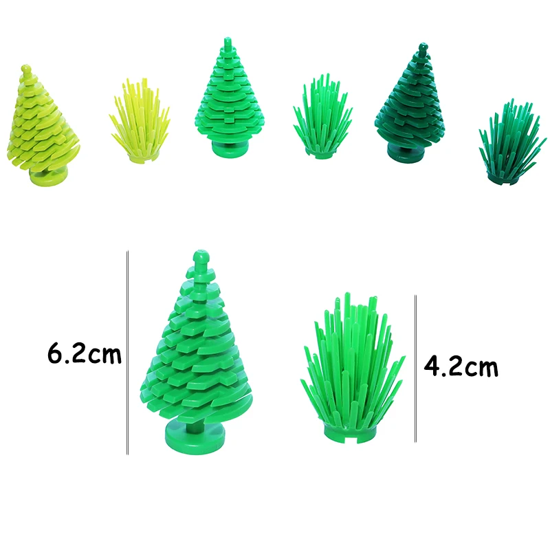 

Bricks City MOC Plants Accessories 3471 Big Pine Tree 6064 Bush Green Grass Building Bricks DIY Creative Toys for Children