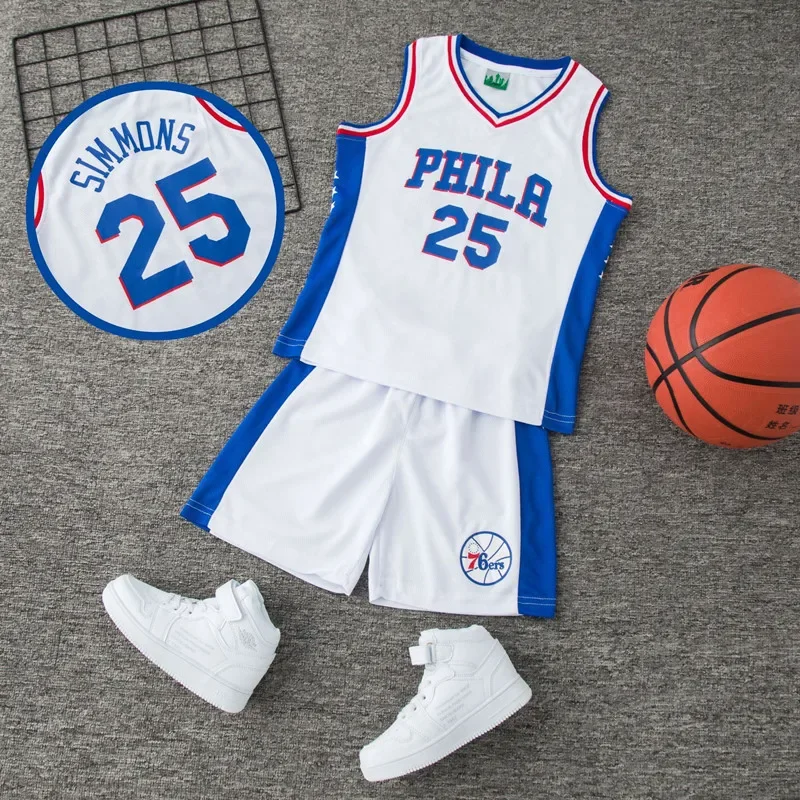 New 24/25 children's clothing set sweat-absorbent and quick-drying boys and girls25 basketball jersey set primary school student