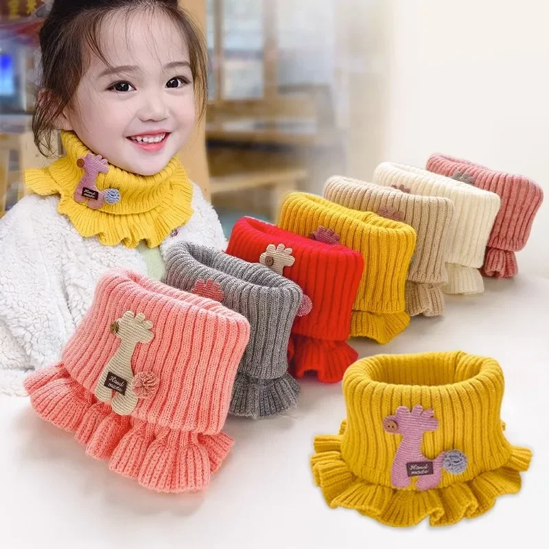 Kids Scarf Winter Baby Scarf Boys Girls Cartoon Animals Scarves Plush Autumn Kids Warm O-Ring Knitting Collar Children Thicken Neckerchief