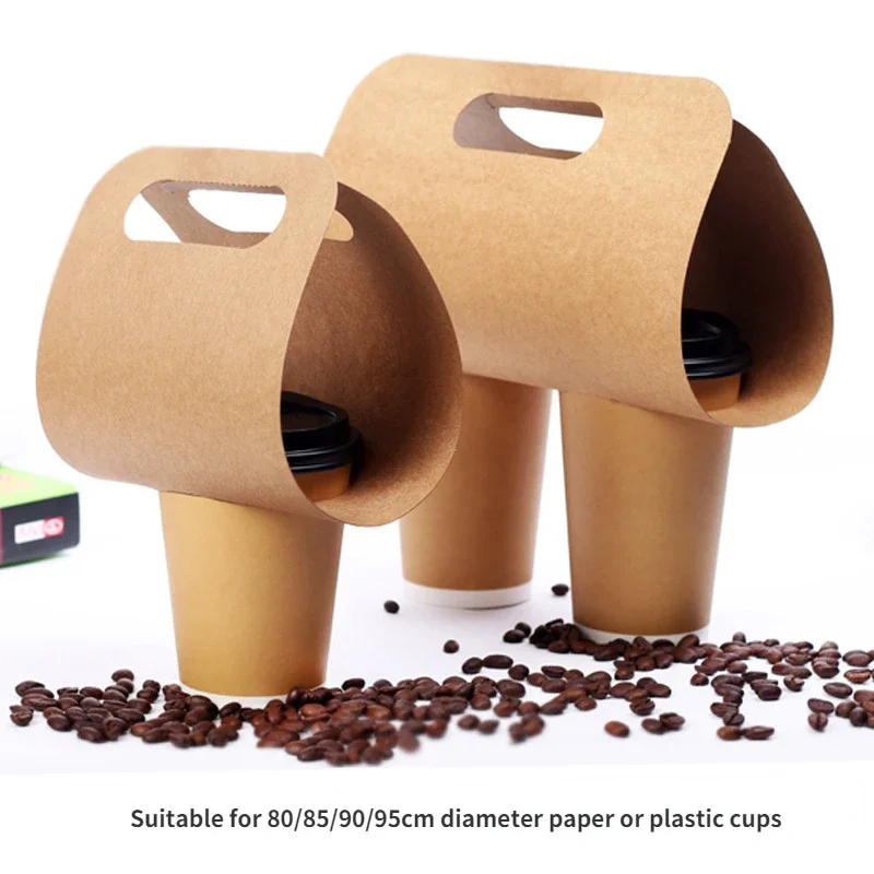 10-pcs-Portable-Kraft-Paper-Cup-Holder-Takeaway-Coffee-Milk-Tea-Arc ...
