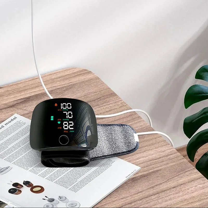 Wrist Blood Pressure Monitor USB Rechargeable English Voice Automatic Digital Sphygmomanom BP