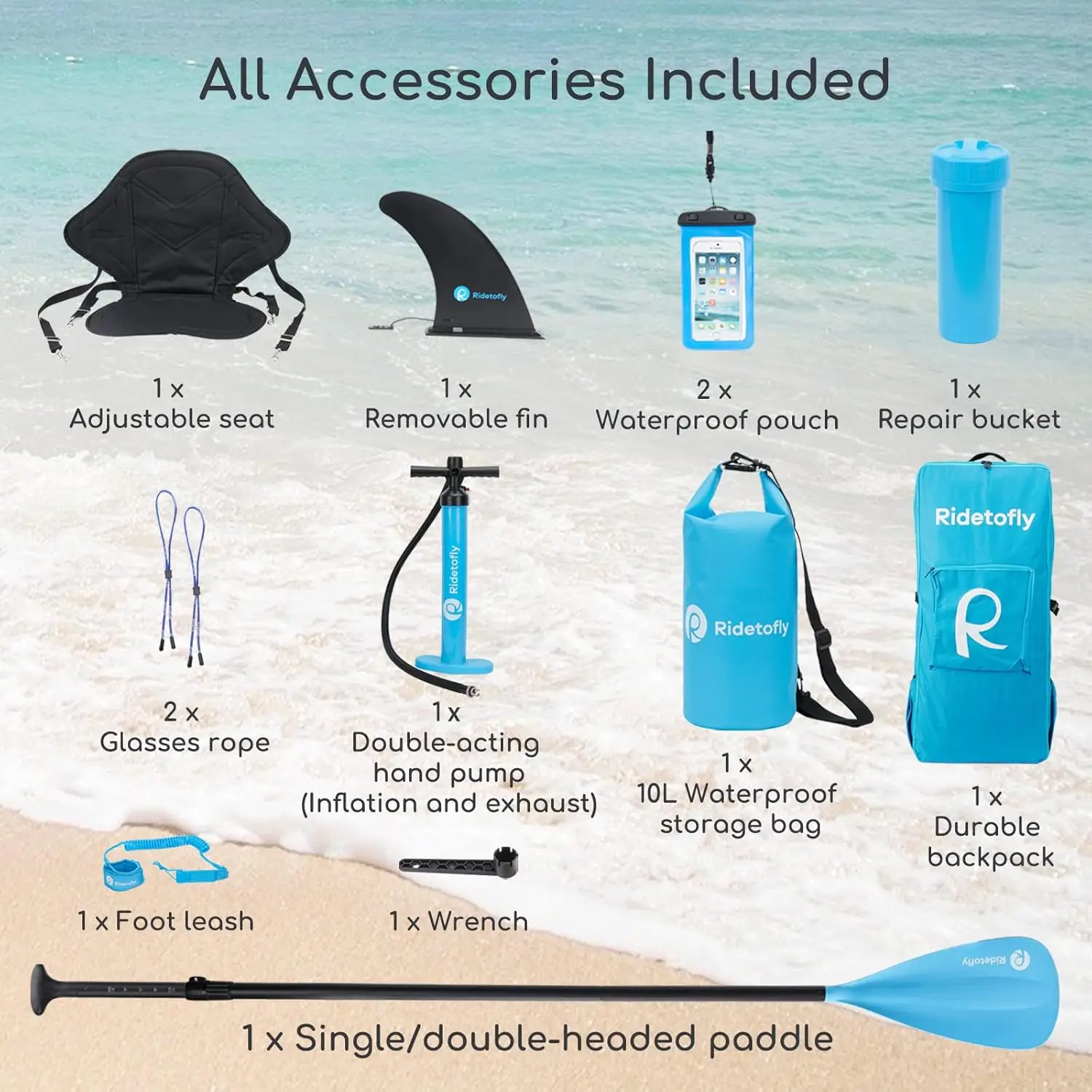 Stand Up Paddle Board x6, Inflatable SUP with Accessories, Adjustable Paddles, Detachable Seat, Backpack Pum