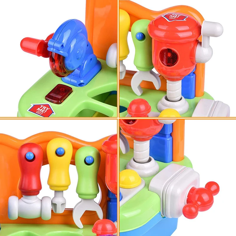 Children Simulation Electric Drill Screw Pretend Repair Games Boys Repair Tool Table Disassembly Screw Play House Pretend Toys