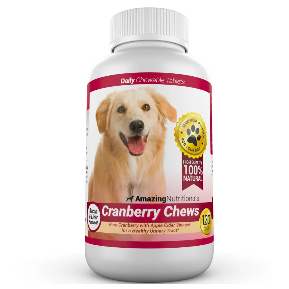 

Pet Nutrition Cranberry for Dogs, Pet Antioxidant, Urinary Tract Support , Prevents and Eliminates UTI in Dogs, 120 Chews