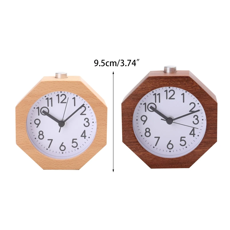 2024 New Time Management Wooden Clock with Night Light Polygonal Alarm Clock for Office