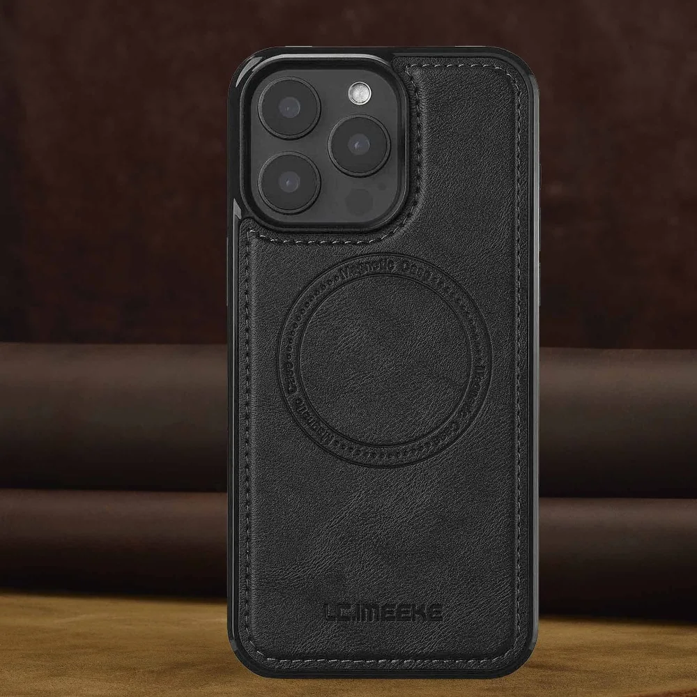 Premium Magnetic Leather Phone Case - Shockproof Mag-Safe Soft Back Cover