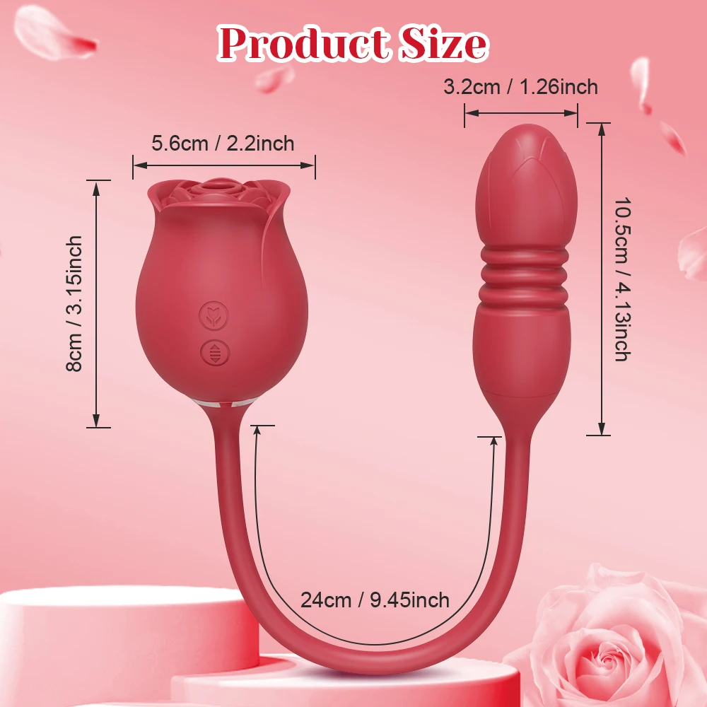 Female sex toy Thrusting Rose-Dildo Vibrator for Women Clitoris Stimulator Sucker Vacuum Vibrating Egg Nipple Sucking Female Sex Toys for Adult