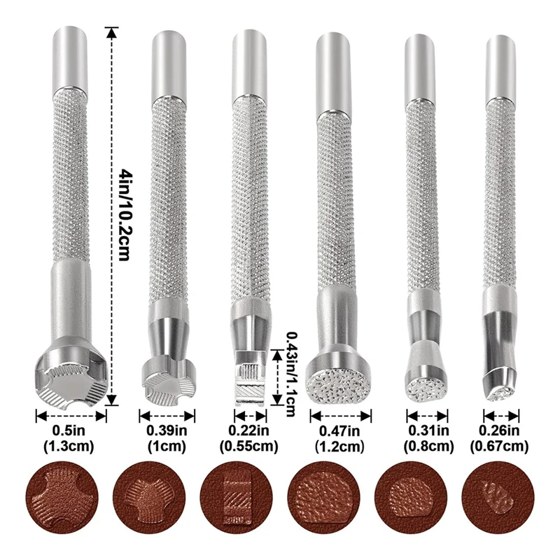 Leather Craft Stamps 6Pcs Leather Stamp Alloy Steel for Craft Design