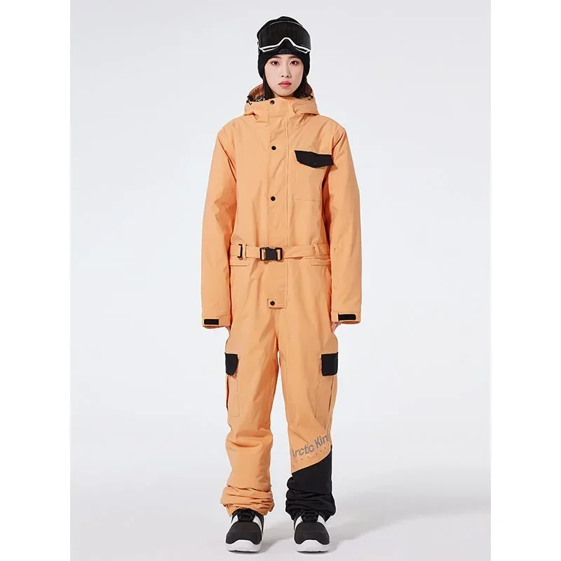 

New Women Man's 2025 Winter Ski Suit Mountain Hooded Snowboard Snow Overalls Outdoor Sport Skiing One Piece Jumpsuit Clothes