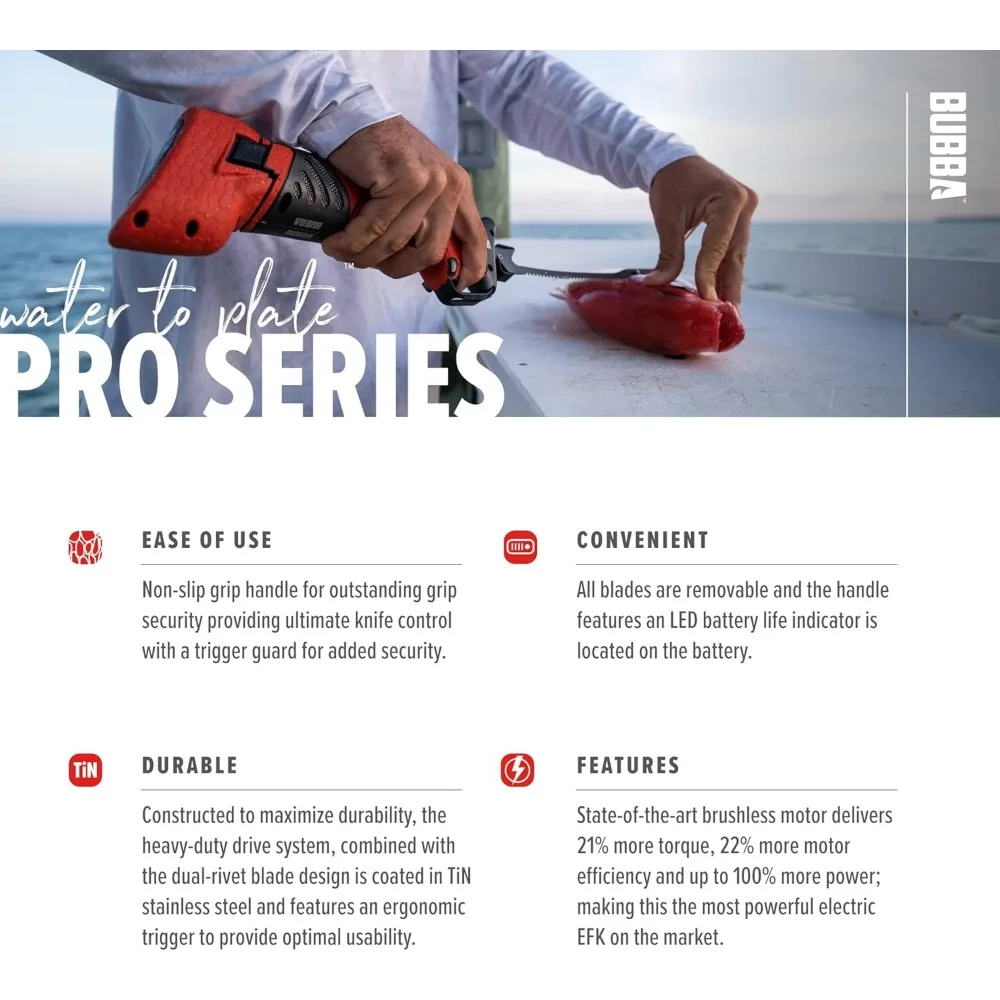 Pro Series Lithium-Ion Electric Fillet Knife with Non-Slip Grip Handle, 4 Ti-Nitride S.S. Coated Non-Stick Reciprocating Blades 4