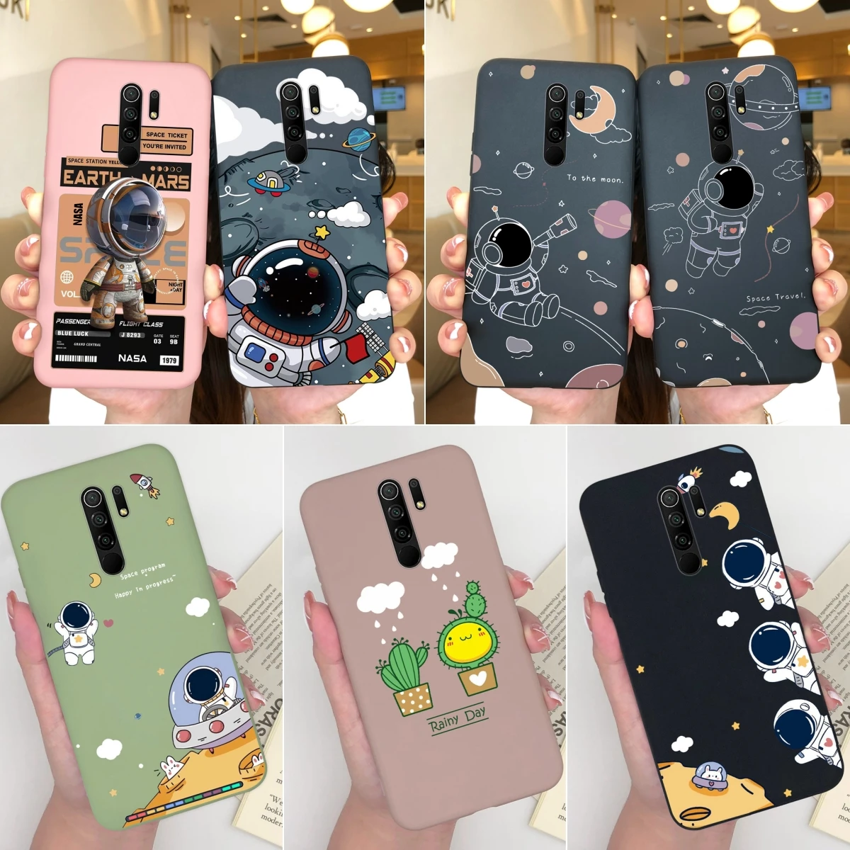 Per Xiaomi Redmi 9 9A 9At 9 Prime Case Fashion Astronaut Cover Posteriore In Silicone Antiurto Coque Per 9 9 A 9 At 9 Prime Funda Bumper