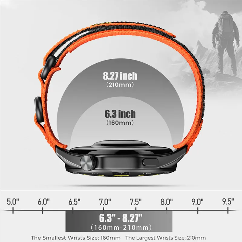 Nylon Hook and Loop Sports Watch Strap, 22mm