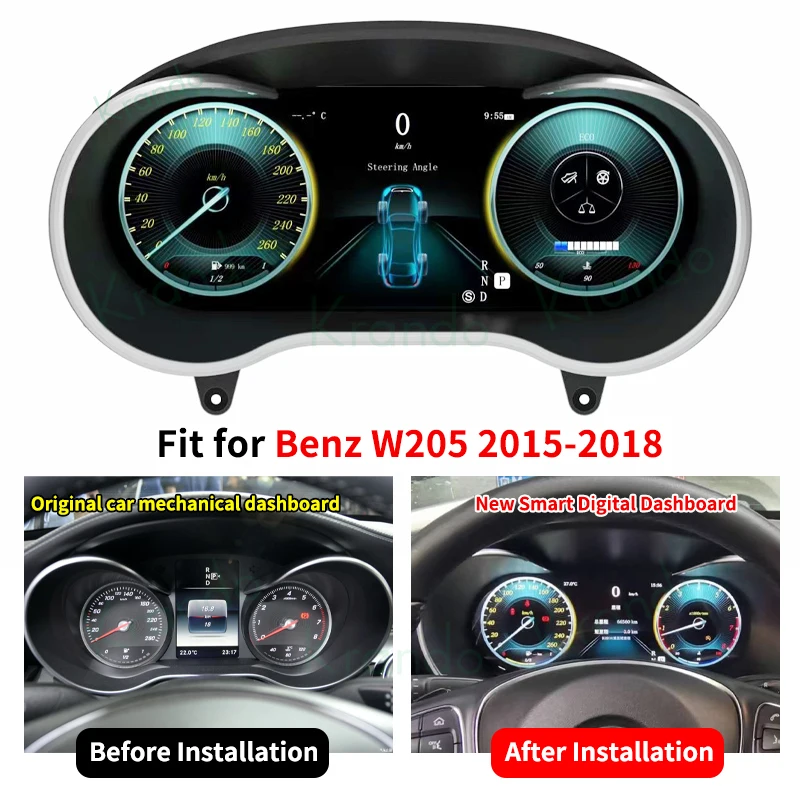 Krando 12.3 Inches Linux Digitale Cluster Voor Benz C W205 2015 2018
