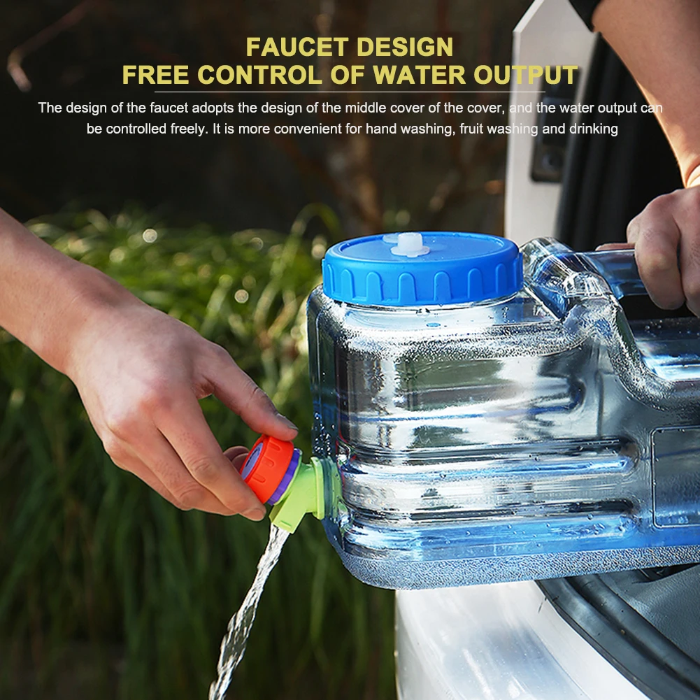 Outdoor Water Bucket Portable Water Tank Container PC with Faucet Driving Tank Picnic Camping Accsesory 5.5L/10L Capacity