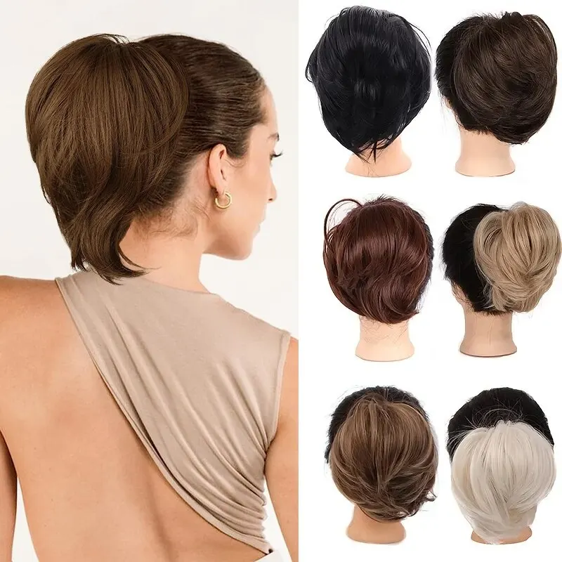 Synthetic Hairpiece Short Ponytail Bun Extensions Hair Accessories Elastic Easy Scrunchie for Women