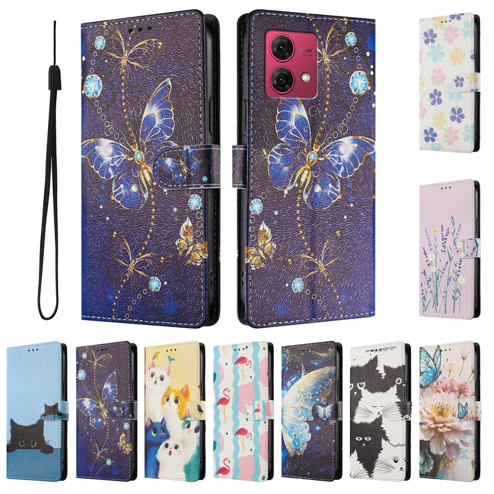 Cute Printed Leather Flip Phone Case - Stylish Protective Cover