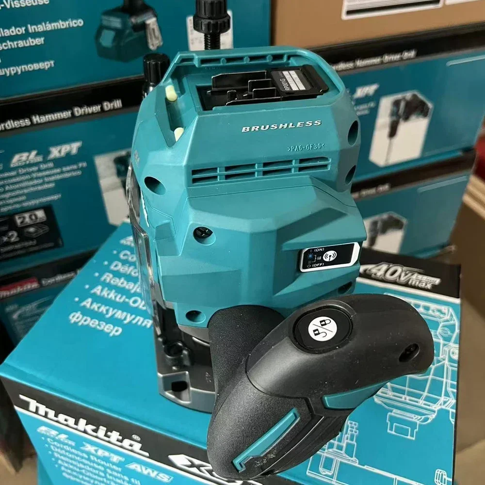 Wood Router MAKITA RP001G Wood Router 40V Max Cordless Rechargeable Polishing Machine High Power Carpentry Specific Trimming Machine RP001GZ
