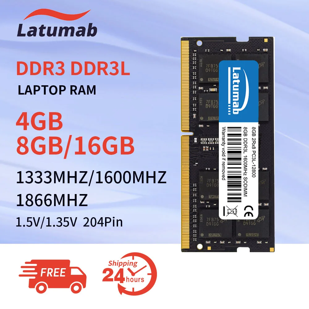 

Latumab DDR3L DDR3 8GB 4GB 16GB Laptop Ram PC3 1333 1600 1866mhz 204pin Sodimm Notebook Memory