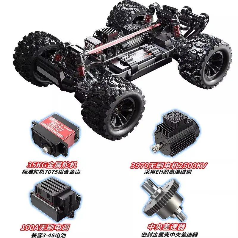 New MJX 10208 Small Monster 1/10 Hypergo 2.4G Brushless High Speed RC Professional Adult Off road Remote Control Vehicle RC Cars 3