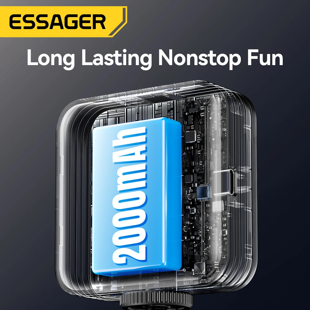 Essager Protable RGB Video Fill Light 2000mAh 2500-9000K Photography Selfie Fill Light CRI95 Pocket Light forVlog Live Streaming