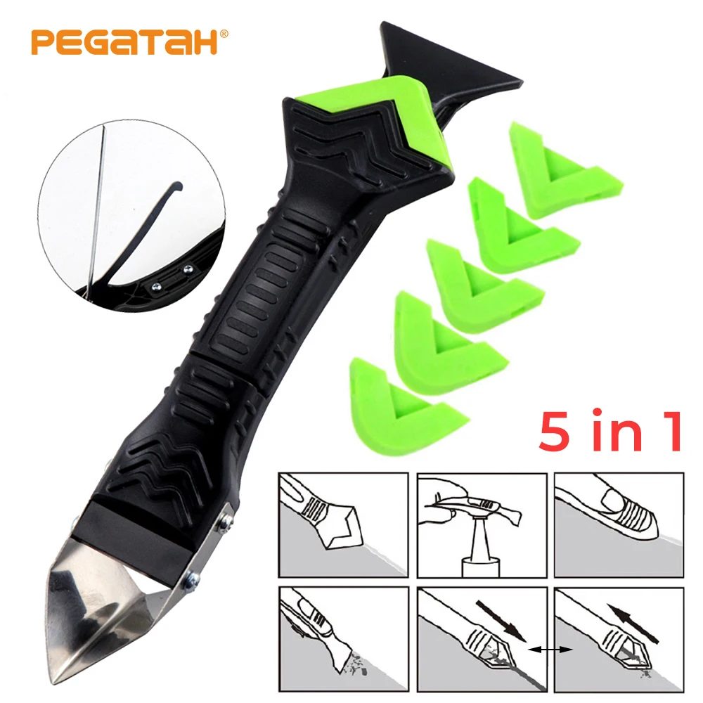 5in1 Silicone Remover Caulk Finisher Sealant Smooth Scraper Grout Kit