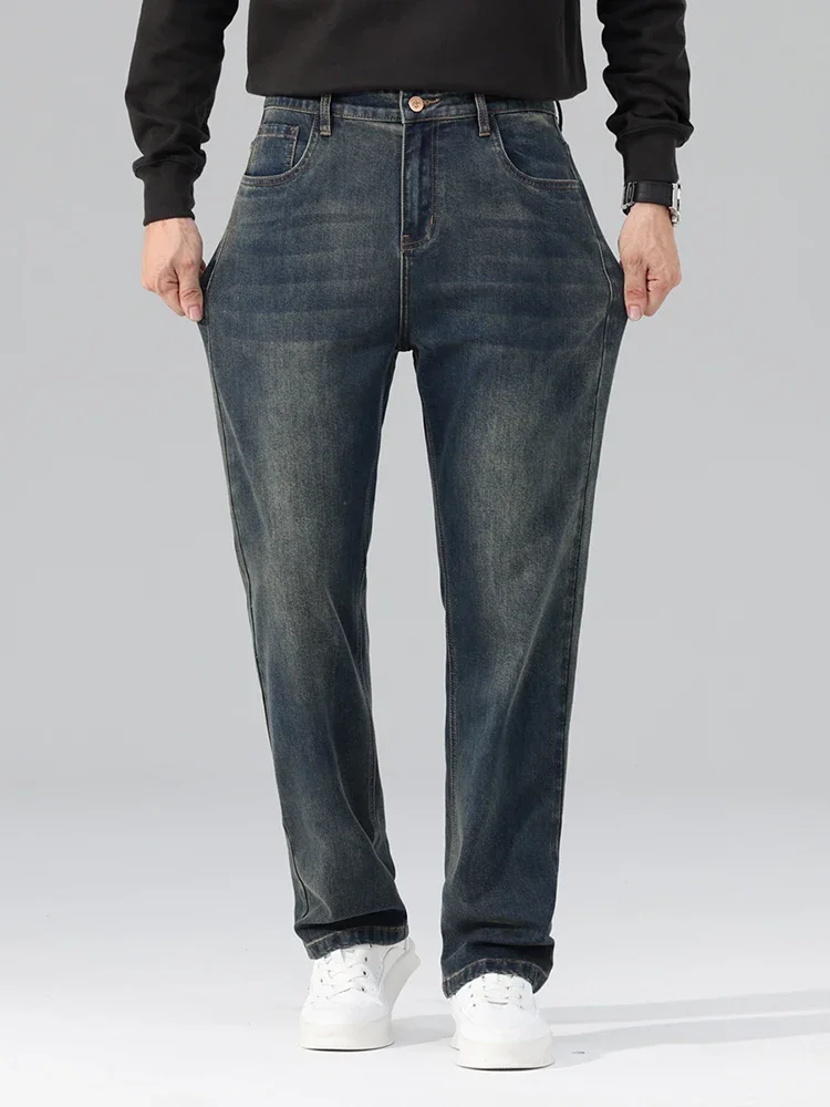 Autumn Winter Fashion Vintage Jeans Men Stretch Comfortable Straight Brand Clothes Pants Casual Baggy Male Denim Trousers 4