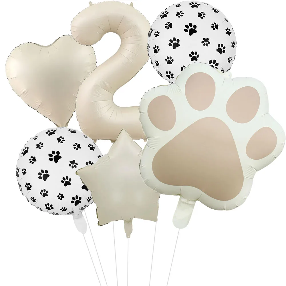 Dog Birthday Balloons - 6pcs Puppy Party Decorations With Paw Print & Bone Balloons