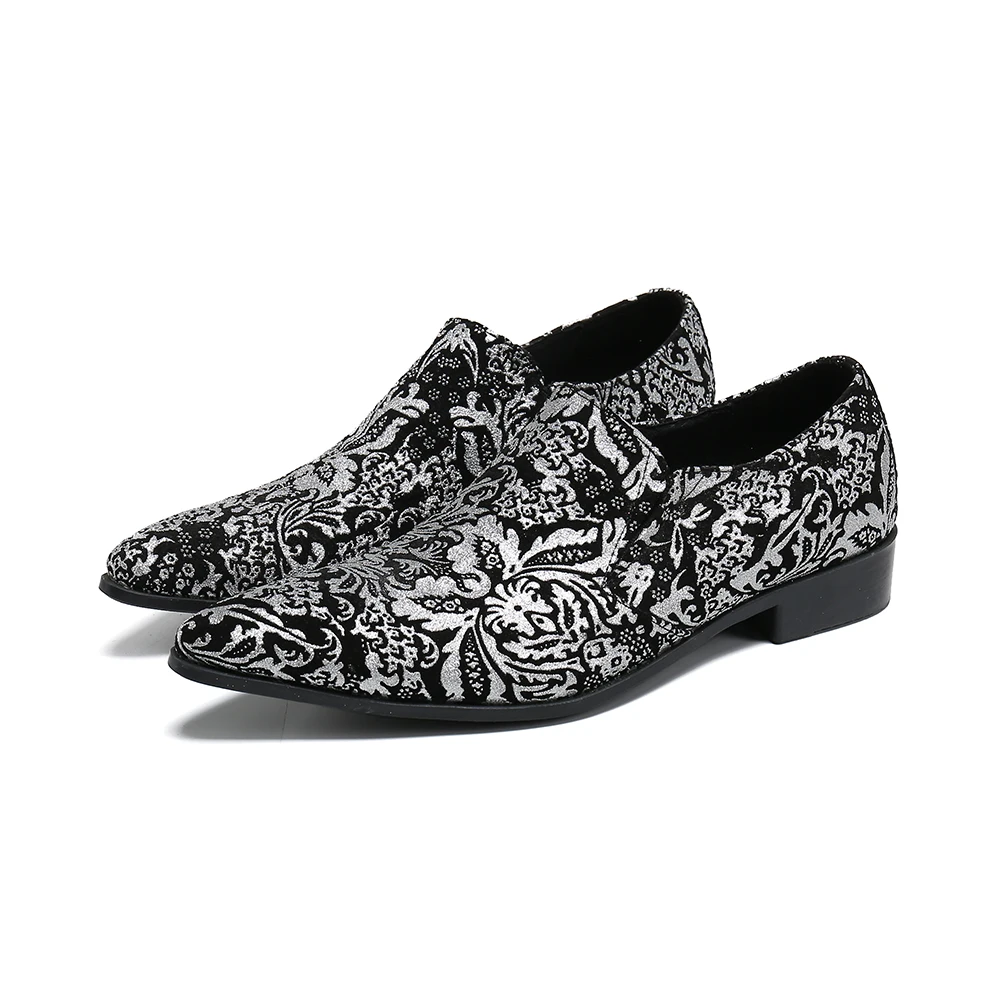 

Wholesale Men'S Shoes High Top Dress Shoes Pointed toe Genuine Leather Print Party Shoes Size 47