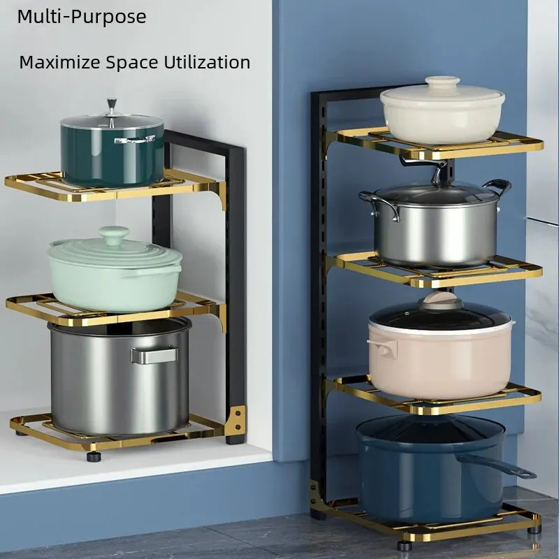 Multilayer Carbon Steel Pot Holder Kitchen Storage Rack Sink