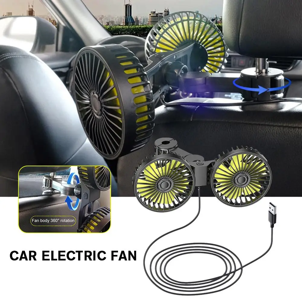 

Car Seat Back Cooling Electric Fan Dual Head Auto Headrest Ventilation Fan 360 Degree Rotation Seat Back Cooler For Vehicle R3J9