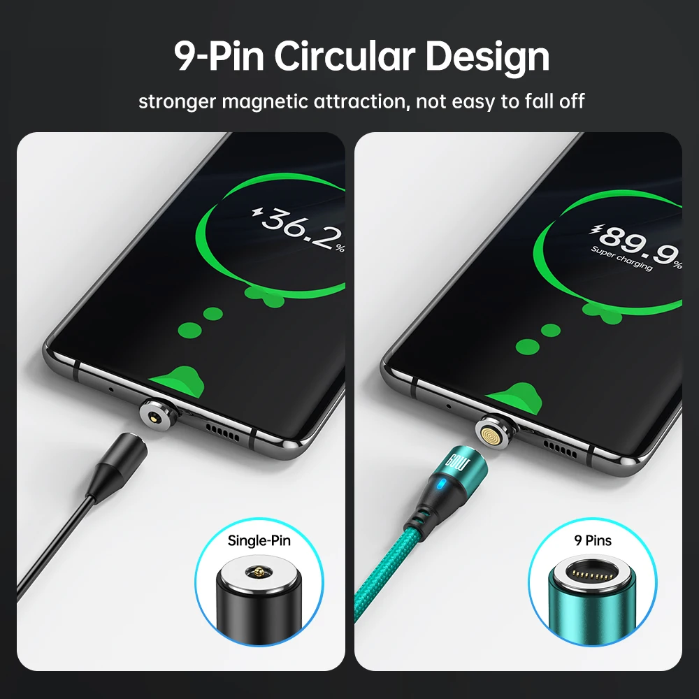 AUFU 60W Magnetic Cable Fast Charging USB C To TypeC Micro Magnetic Data Cord For iPhone Samsung Magnet Charger Wire For Macbook