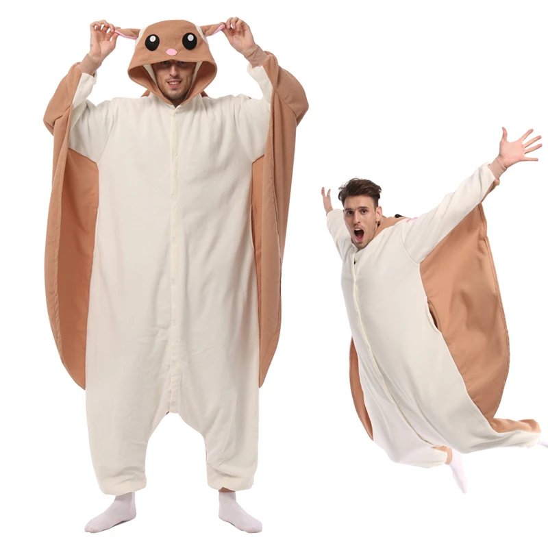 

ELEIMOS Halloween Flying Squirrel Onesie For Women Men Adult Animal Kigurumis Pyjamas Cartoon Pajama Homewear Cosplay Costume