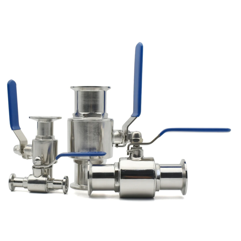 OD12.7-51mm 304/316L Stainless Steel Sanitary Grade Straight Through Fast Ball Valve With Three Clamps 25.4-64mm Self-made