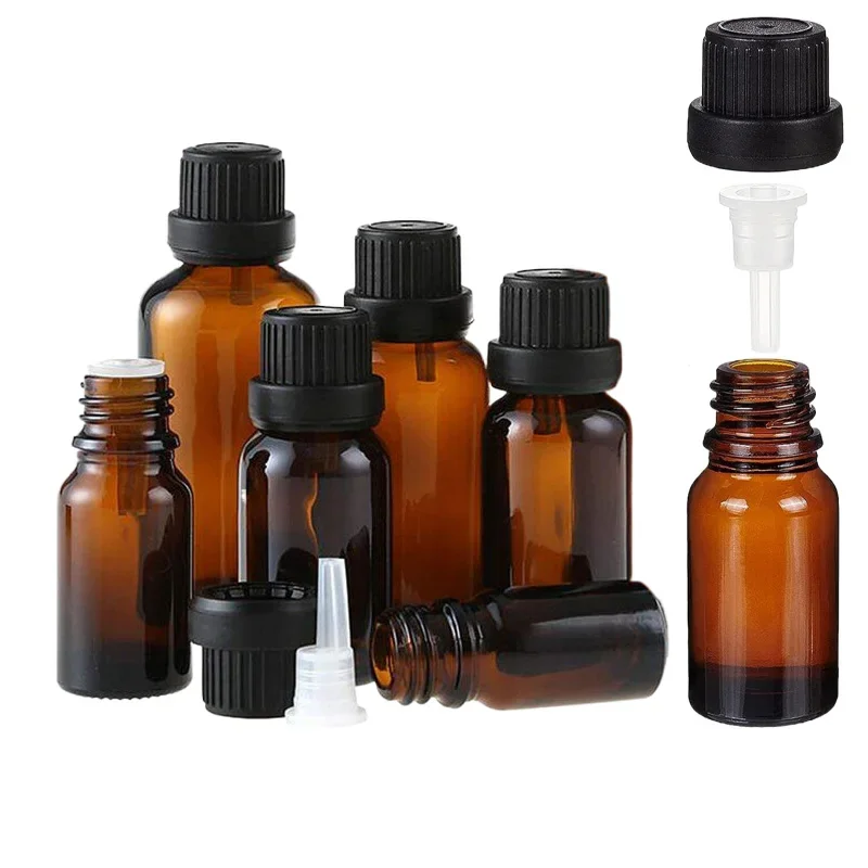 

36Pcs 5ml-30ml Amber Refillable Essential Oil Bottles Portable Travel Glass Orifice Reducer Dropper Perfume Dispenser Containers