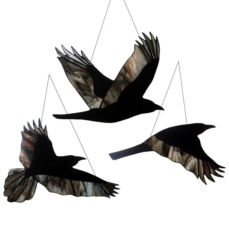 

Raven Glass Window Hangings Acrylic Birds Lover Gift Halloween Ornament Gothic For Balcony Garden Office Walls Living Room