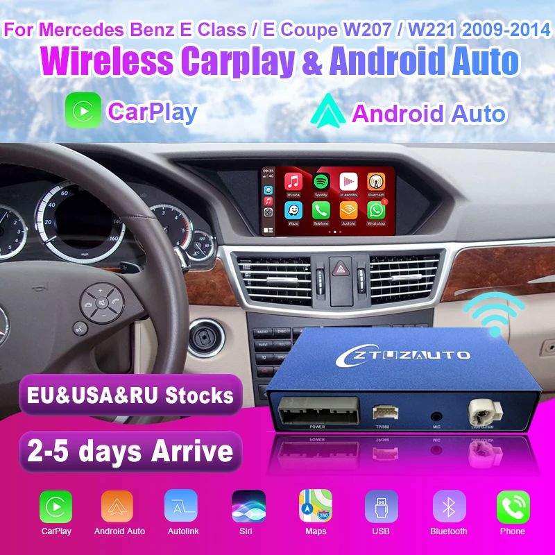 

Wireless CarPlay for Mercedes Benz E-Class W212 E Coupe C207 2009-2014, with Android Auto Mirror Link AirPlay Car Play Functions