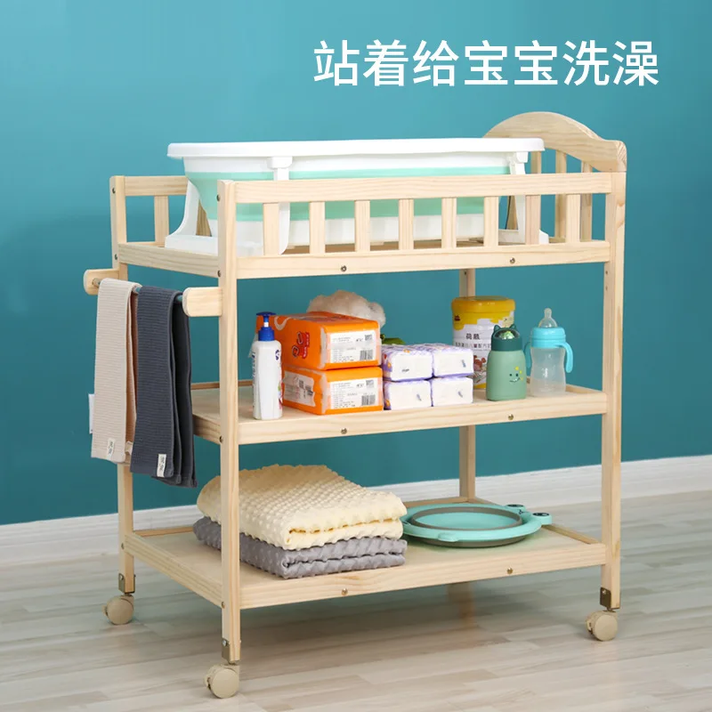 Multi Functional Solid Wood Diaper Table for Newborn Baby BB Care Diaper Changing Operation Table Massage Touch
