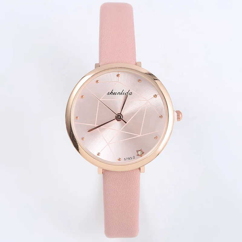 

Simple Fashion Leather Strap Watch for Women Geometric Pattern Watches Quartz Wristwatches for Students Relojes Para Mujer Часы
