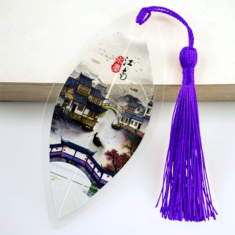 

Chinese Style Tourist Attractions Jiangnan Watertown Series Leaf Bookmarks Stationery Bookmarks Small Gifts