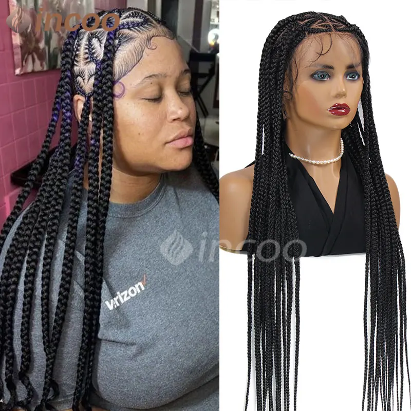 

Парик из синтетических косичек без косичек, плетеный полноразмерный, в форме сердца, с кружевом спереди, для чернокожих женщин