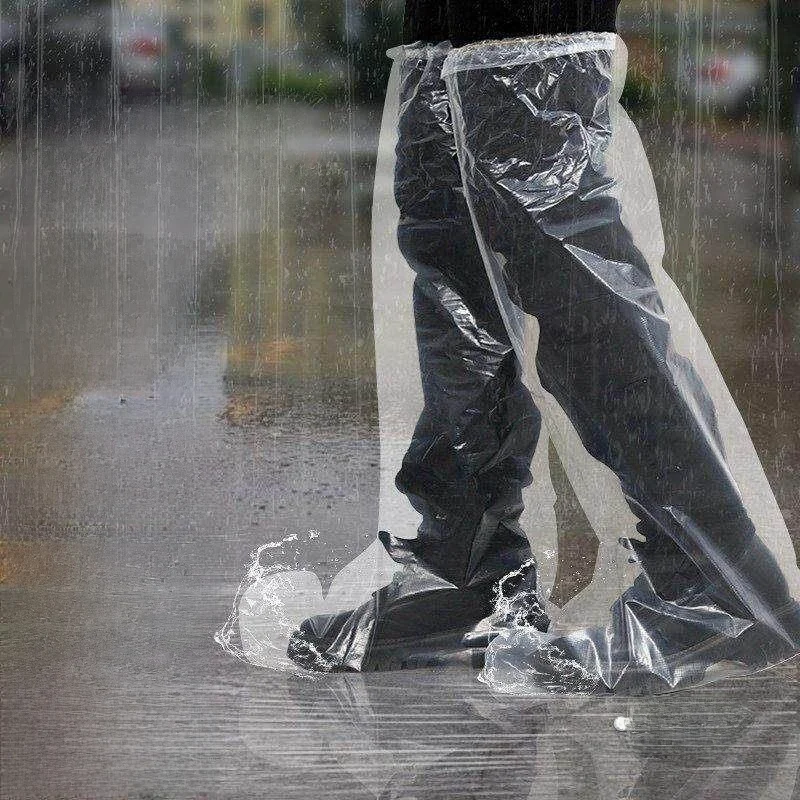일회용 레인 부츠 커버 방수 미끄럼 방지 투명 플라스틱 비 오는 날용 내마모성 야외 신발 커버
