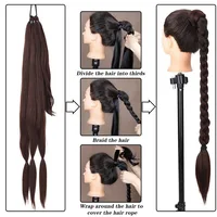 Extensions de perruque queue de cheval synthétiques longues et droites tresses de boxe 32 pouces extensions de cheveux de coiffure noir blond brun pour les femmes 4