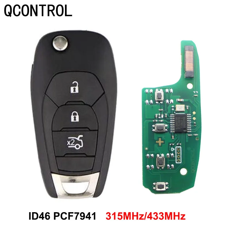 

QCONTROL 3 Button Modified Folding Flip Remote Car Key Fob 315MHZ or 433MHZ ID46 PCF7941 Chip For Chevrolet Cruze Aveo