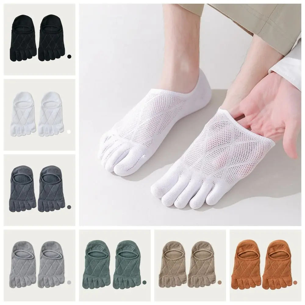 

Thin Five Fingers Socks Comfortable Cotton Mesh Socks with Separate Fingers Low Cut 7 Solid Colors Toe Socks Male