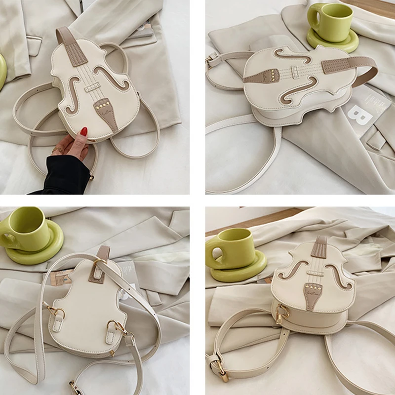 Violin Shaped Backpack Ladies Crossbody Bag Luxury Design Thread Shoulder Bag Stylish Crossbody Bag for Tote Daily Carrying
