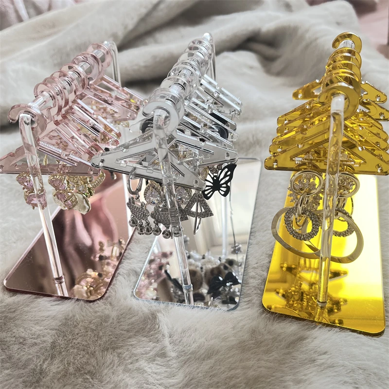 Coat Hanger Shape Acrylic Earring Display Stand Polymer Clay Soft Pottery Earrings Holders Tabletop Jewelry Display Organizers