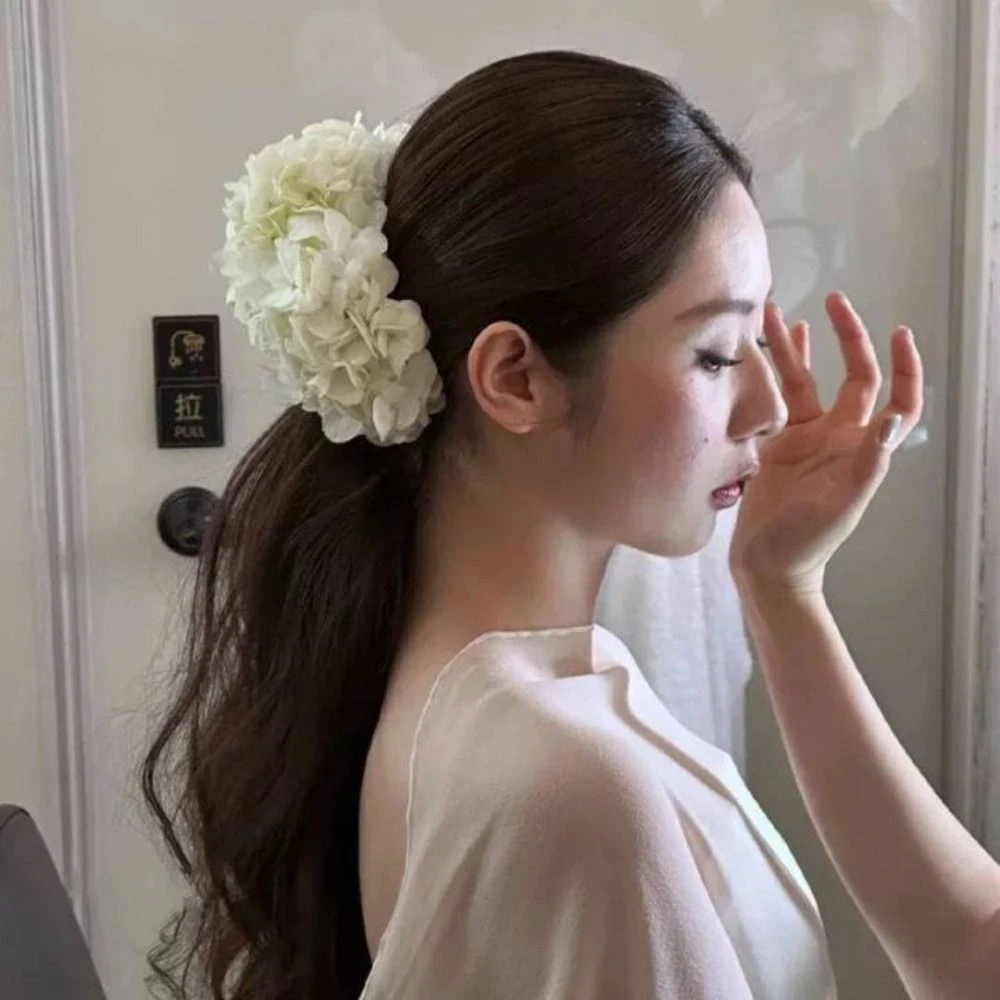 새로운 흰색 꽃 신부 머리 장식 프랑스 스타일 수국 신부 머리 장식 우아한 웨딩 헤어 장식 헤어 액세서리