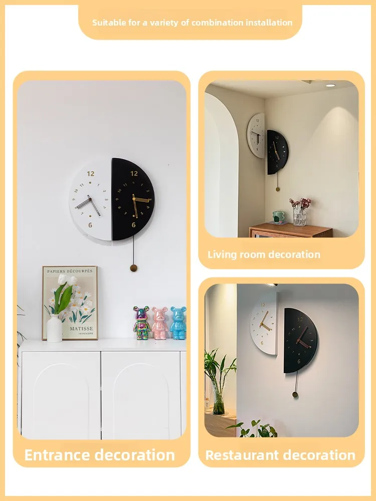 2025 New Arrival Modern Stylish Wall-Mounted Corner Double-Faced Silent Wall Decor Clock Home Living Room Dining Area Timepiece