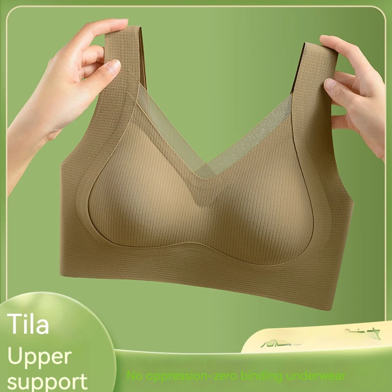Teenage Seamles Mesh Underwear Wire-free Padded Sports Bra Side Bust Support Beautiful Back